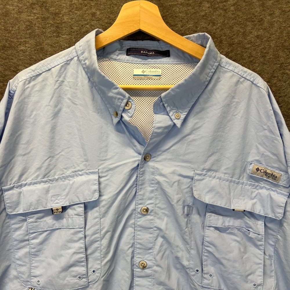 Columbia PFG Bahama II Fishing Shirt Mens 4X Blue Long Sleeve Vented FS7048